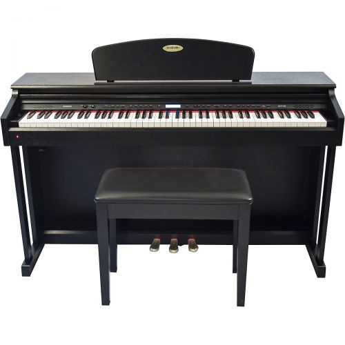  Suzuki},description:Modeled after the profile of an upright piano, this home console digital piano features full, rich stereo sound powered by two 15W amplifiers. The Suzuki SCP-88