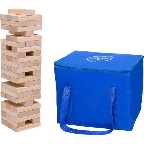  Svan Giant Tumbling Stacking Game- 60pc Jumbo Set w Heavy-Duty Carrying Bag- Outdoor Wood Tower Builds Up to 5 Feet Tall- Great Toppling Block Activity for Game Night- Fun Lawn Party Ga