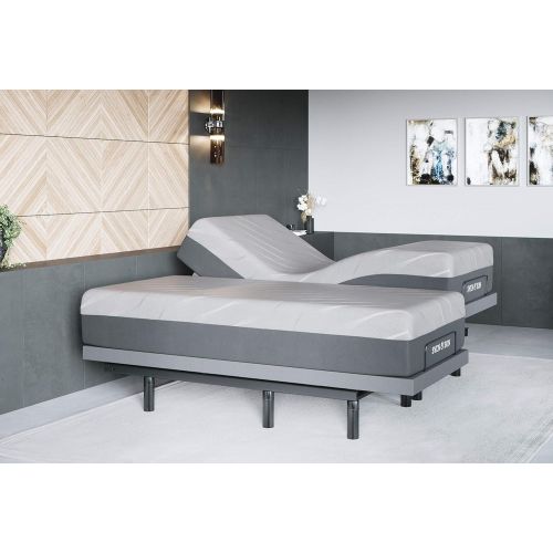  Sven & Son Bliss Split King Adjustable Bed Frame ( Electric Bed with Lumbar Support ) + 10 Cool Gel Memory Foam Mattress and Adjustable Base Split King