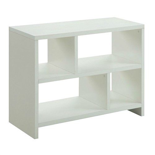  Svitlife White 2-Shelf Modern Bookcase Console Table Bookcase Shelf Storage Bookshelf Wood