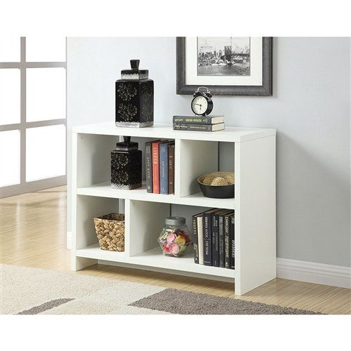  Svitlife White 2-Shelf Modern Bookcase Console Table Bookcase Shelf Storage Bookshelf Wood