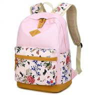 Swacort LuckyZ Women Canvas Backpack Leaf Printing School Bag Cute Laptop Bookbags