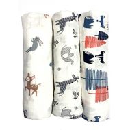 Swaddle blankets by elifantbaby Cotton Muslin Swaddle Blankets, Set of 3, My First Furry Friends Perfect Baby Shower Baby Registry Gift