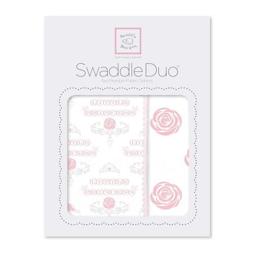  SwaddleDesigns SwaddleDuo, Set of 2 Swaddling Blankets, Cotton Marquisette + Premium Cotton...