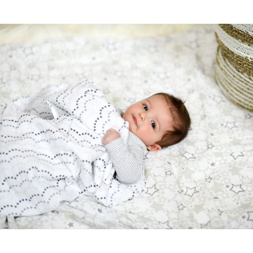  SwaddleDesigns Cotton Muslin Swaddle Blankets, Set of 4, Sterling Starshine Shimmer (Parents’...