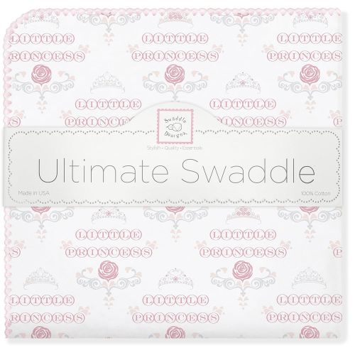  SwaddleDesigns Ultimate Swaddle, X-Large Receiving Blanket, Made in USA Premium Cotton Flannel, Pastel Pink Little Princess (Moms Choice Award Winner)