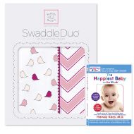 SwaddleDesigns SwaddleDuo, Set of 2 Swaddling Blankets + The Happiest Baby DVD Bundle, Pink Chic Chevron Duo