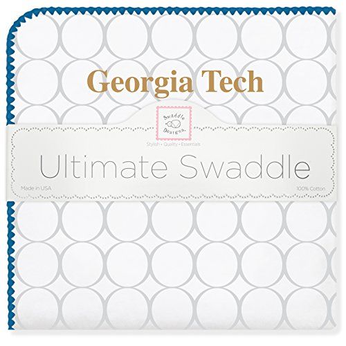  SwaddleDesigns Ultimate Swaddle, X-Large Receiving Blanket, Made in USA, Premium Cotton Flannel, Georgia Institute of Technology, Georgia Tech (Moms Choice Award Winner)