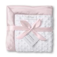 SwaddleDesigns Stroller Blanket, Cozy Microfleece, Plush Dots with Pastel Pink Satin Trim