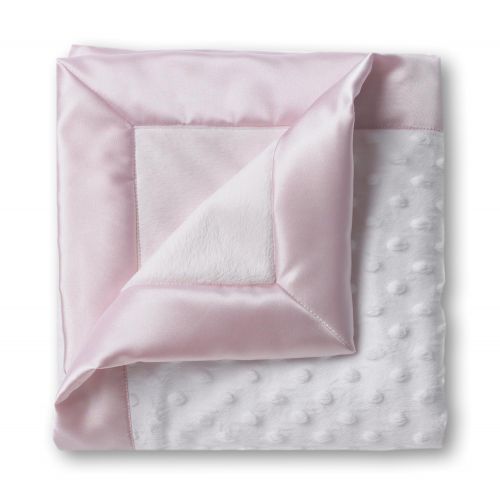  SwaddleDesigns Stroller Blanket, Cozy Microfleece, Plush Dots with Pastel Pink Satin Trim