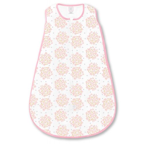  SwaddleDesigns Cotton Sleeping Sack with 2-Way Zipper, Pink Heavenly Floral Shimmer, Large