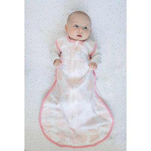  SwaddleDesigns Cotton Sleeping Sack with 2-Way Zipper, Pink Heavenly Floral Shimmer, Large