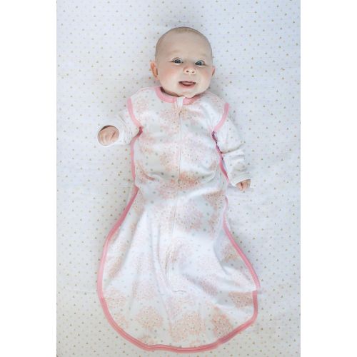  SwaddleDesigns Cotton Sleeping Sack with 2-Way Zipper, Pink Heavenly Floral Shimmer, Large