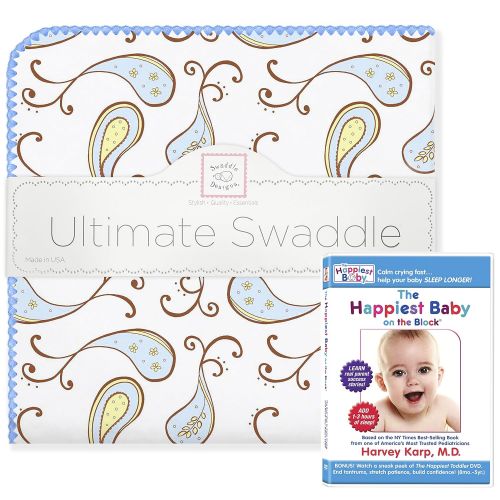  SwaddleDesigns Ultimate Swaddle, X-Large Receiving Blanket + The Happiest Baby DVD Bundle,...