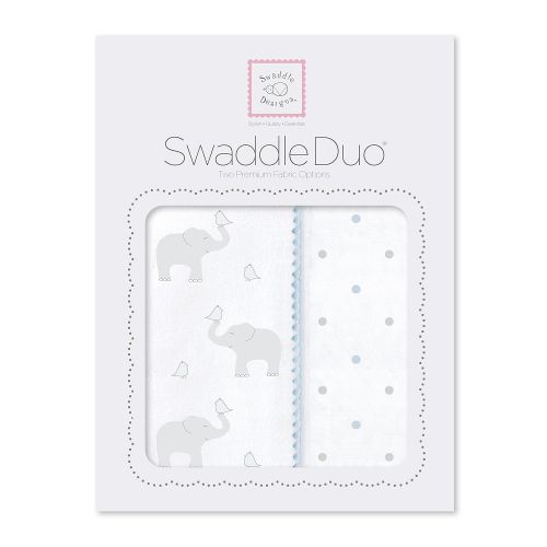  SwaddleDesigns SwaddleDuo, Set of 2 Swaddling Blankets, Cotton Marquisette + Premium Cotton...