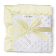 SwaddleDesigns Stroller Blanket, Cozy Microfleece, Plush Dots with Pastel Yellow Satin Trim