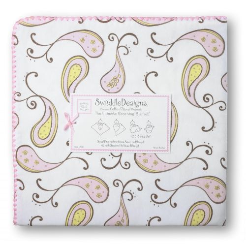  SwaddleDesigns Ultimate Swaddle, X-Large Receiving Blanket, Made in USA Premium Cotton Flannel, Pastel Pink Paisley (Moms Choice Award Winner)