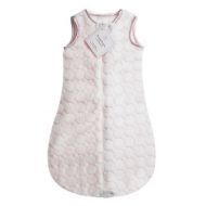 SwaddleDesigns Microfleece Sleeping Sack with 2-Way Zipper, Pastel Pink Puff Circles, 0-6MO