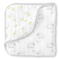 SwaddleDesigns 4-Layer Cotton Muslin Luxe Blanket, Cuddle and Dream, Sterling Little Lambs