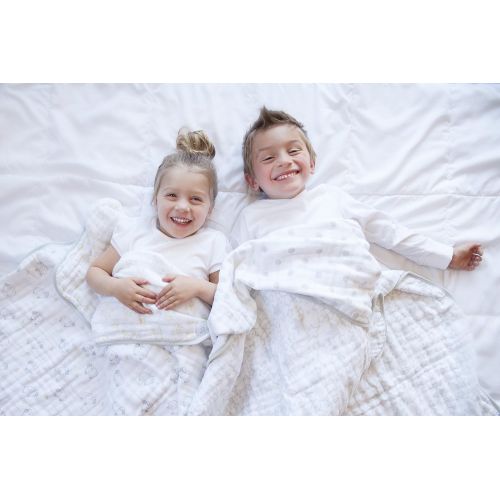  SwaddleDesigns 4-Layer Cotton Muslin Luxe Blanket, Cuddle and Dream, Sterling Little Lambs