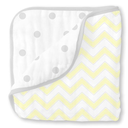  SwaddleDesigns 4-Layer Cotton Muslin Luxe Blanket, Cuddle and Dream, Sterling Little Lambs