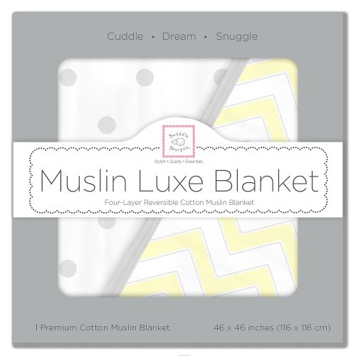  SwaddleDesigns 4-Layer Cotton Muslin Luxe Blanket, Cuddle and Dream, Sterling Little Lambs