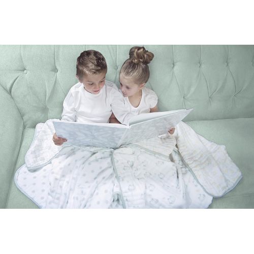  SwaddleDesigns 4-Layer Cotton Muslin Luxe Blanket, Cuddle and Dream, Sterling Little Lambs