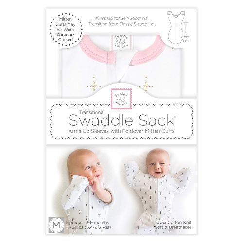  SwaddleDesigns Transitional Swaddle Sack with Arms Up, Bella Pink, Medium, 3-6MO, 14-21 lbs...