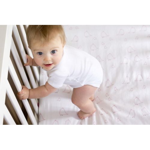  SwaddleDesigns Cotton Crib Sheet, Made in USA, Premium Cotton Flannel, Elephant and Pastel Blue...