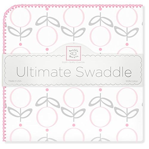  SwaddleDesigns Ultimate Swaddle, X-Large Receiving Blanket, Made in USA, Premium Cotton Flannel, Pink Lolli Fleur (Moms Choice Award Winner)