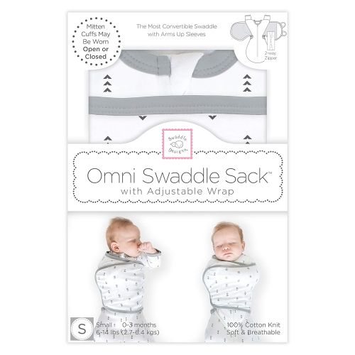  SwaddleDesigns Omni Swaddle Sack with Wrap and Arms Up Sleeves and Mitten Cuffs, Tiny Arrows,...