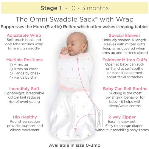  SwaddleDesigns Omni Swaddle Sack with Wrap and Arms Up Sleeves and Mitten Cuffs, Tiny Arrows,...