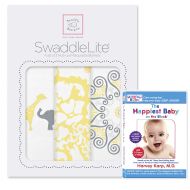 SwaddleDesigns SwaddleLite, Set of 3 Cotton Marquisette Swaddle Blankets + The Happiest Baby...
