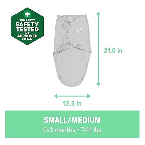  SwaddleMe by Ingenuity Original Swaddle in Velboa - Size Small/Medium, 0-3 Months, 1-Pack (Hugs & Kisses)