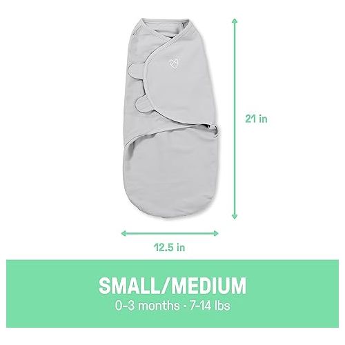  SwaddleMe by Ingenuity Original Swaddle with Easy-Change, 100% Cotton, Improves Sleep & Calms Startle Reflex, 0-3 Months, 3-Pack - Zebra Botanical