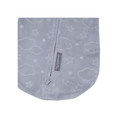  SwaddleMe by Ingenuity Compression Swaddle Pod in Velboa, Two-Way Zipper for Easy Changes, Improves Sleep & Calms Startle Reflex, 0-2 Months, 2-Pack - Clouds & Stars