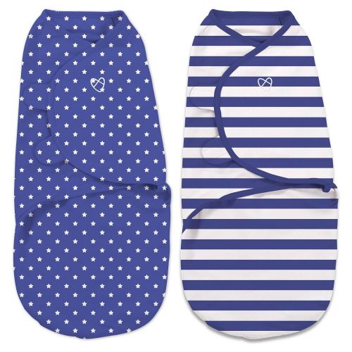  SwaddleMe Original Swaddle 2-PK (Small, Navy Stripes/Stars)