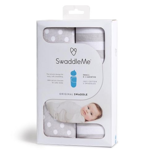  SwaddleMe Original Swaddle 2-PK, Grey Dot Stripe (SM)