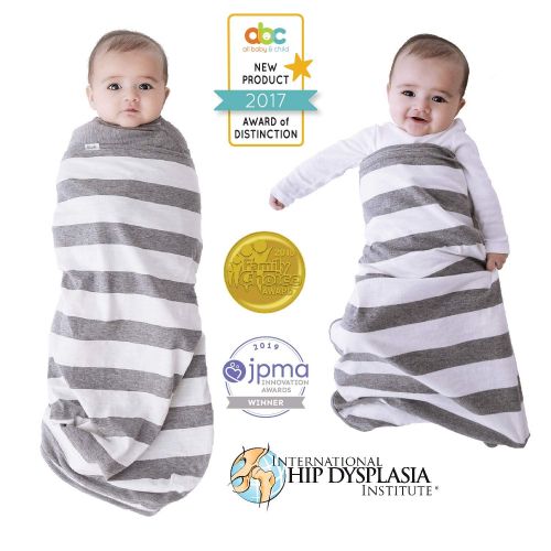  Swado: The Only Silent and Adjustable Easy Swaddle | Stripes | Organic Cotton (Small)