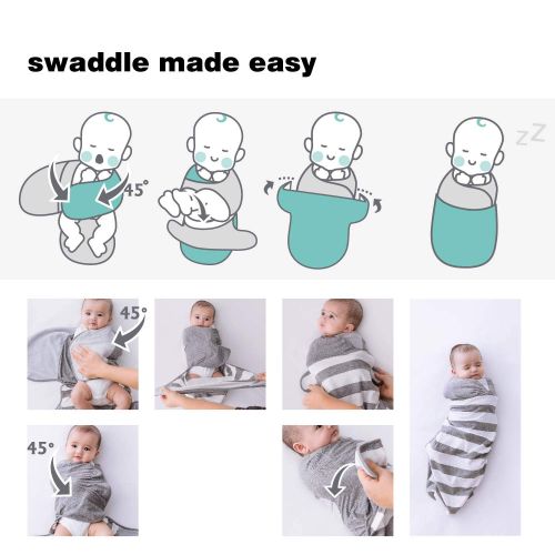  Swado: The Only Silent and Adjustable Easy Swaddle | Stripes | Organic Cotton (Small)