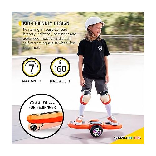 스웩트론 The All-New Electric Ride ZipBoard for Kids, Young by Swagtron- The Hottest Gadget Toy of the Year! One-of-a-Kind Design Hoverboards + Skateboards + Hours of Fun