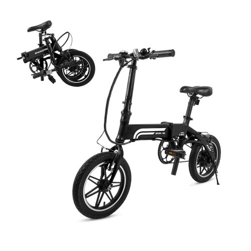 스웩트론 Swagtron SwagCycle EB-5 Pro - Bicicleta electrica con pedales, ligera y plegable y de aluminio, Power Assist, bateria de iones de litio de 36 V, ruedas de 14 pulgadas y motor central de 250