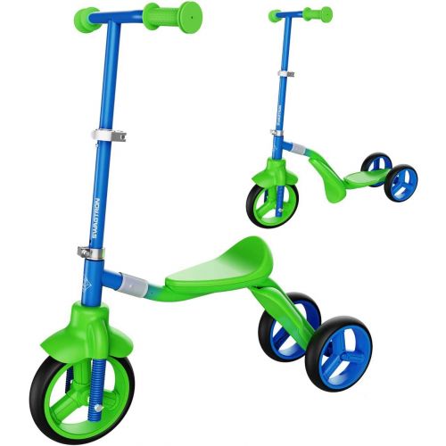 스웩트론 Swagtron K2 Toddler 3 Wheel Scooter & Ride-On Balance Trike 2-in-1 Adjustable for 2, 3, 4, 5 Year Old Boy or Girl Transforms in Seconds