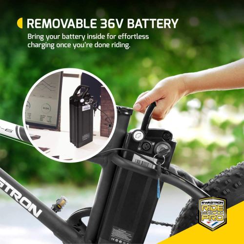 스웩트론 Swagtron EB-6 Bandit E-Bike 350W Motor, Power Assist, 4” Tires, 20” Wheels, Removable 36V Lithium Ion Battery, Dual Disc Brakes? Electric Bike 7-Speed Shimano SIS Shifting Built fo