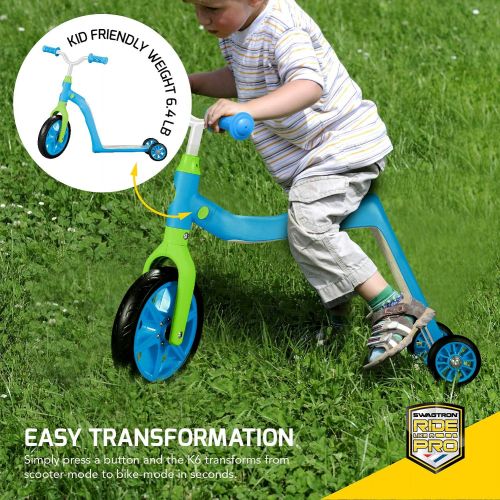 스웩트론 Swagtron K6 Toddler Scooter, Convertible 4-in-1 Ride-On Balance Trike & Training Bike for 3-5 Year Olds ? ASTM F963 Certified (Blue)