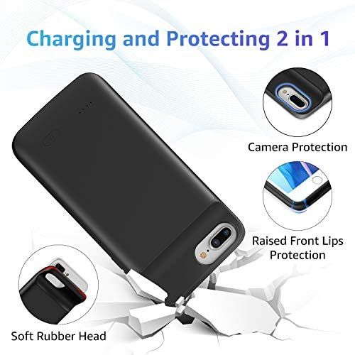  [아마존베스트]Swaller Battery Case for iPhone 8 Plus 7 Plus 6/6s Plus, 5000mAh Slim Charger Case with Full Body Protection, Add 120% Battery Life, Portable Charging Case Compatible with iPhone 8