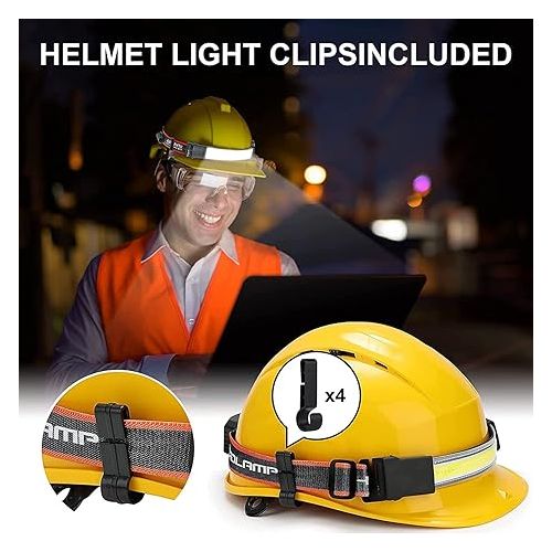  3X LED Rechargeable Head Lamp, Hard Hat Light 230° Illumination Lightweight Headlamp Flashlight 3 Modes with Red Lights Head Light for Running Camping Cycling