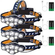 Swanlake 3Pack Head Lamp Rechargeable, 8 Lighting Modes Headlamp LED Rechargeable Super Bright 8000 Lumens Waterproof IPX4, Gifts for Men Hands-Free Flashlight Mens Gifts for Cycling, Hikin