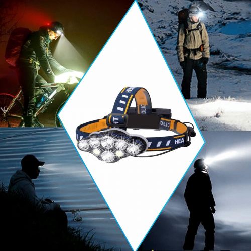  Swanlake 3Pack Head Lamp Rechargeable, 8 Lighting Modes Headlamp LED Rechargeable Super Bright 8000 Lumens Waterproof IPX4, Gifts for Men Hands-Free Flashlight Mens Gifts for Cycling, Hikin