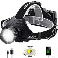 Swanlake Rechargeable Headlamp 50000 Lumens,High Power Super Bright LED Outdoor Head Lamp, 5 Modes,Zoomable, Waterproof Head Flashlight for Aldult Camping Running Fishing Hiking Night Work